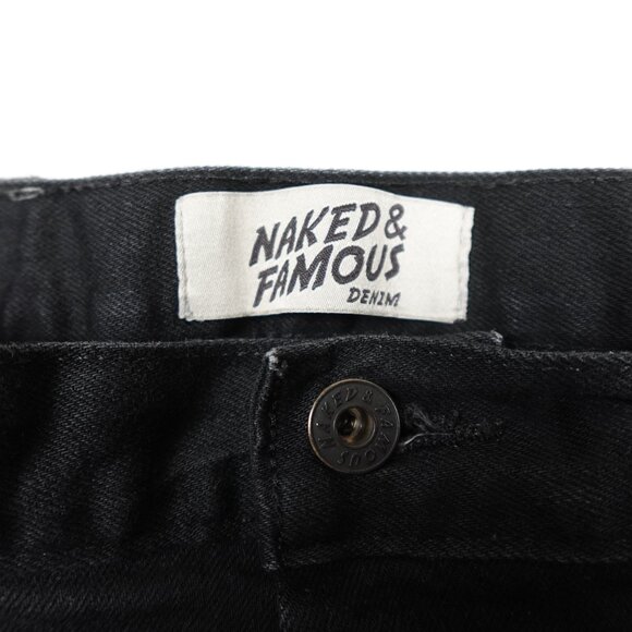 NAKED & FAMOUS Nice Guy Jeans Men's 31 Black Cobra Stretch Selvedge Raw Denim - Picture 3 of 13
